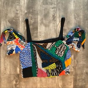 Colorful print Zara crop tank top size Large